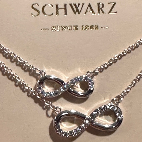 N15. FAO Schwarz Fine Silver Mother Daughter Infinity Necklace Gift Set - Picture 4 of 5